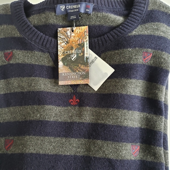 Daniel Cremieux Men's Sweater Merino Wool Blend Striped Blue & Gray Size XXL NWT - Picture 6 of 10